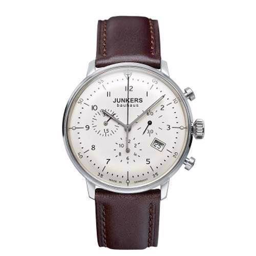 Image of Junkers Bauhaus Chronograph herreur beige urskive og brun læderurrem